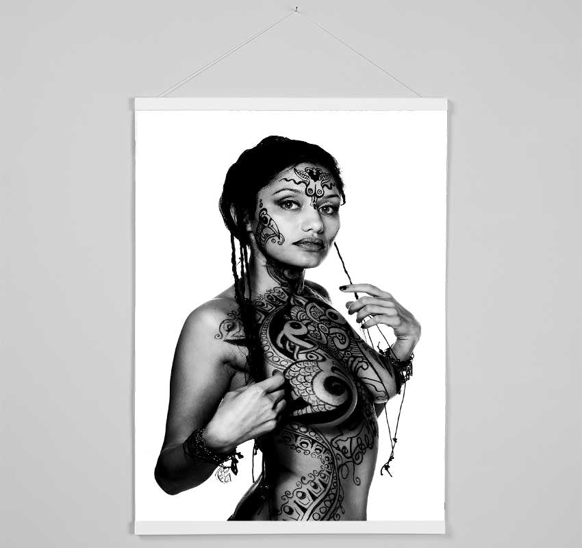 Tribal Tattooed Female Hanging Poster - Wallart-Direct UK