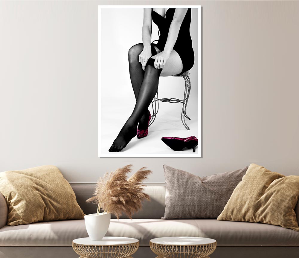 Black Stockings Red Shoes Print Poster Wall Art