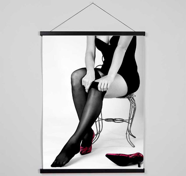 Black Stockings Red Shoes Hanging Poster - Wallart-Direct UK