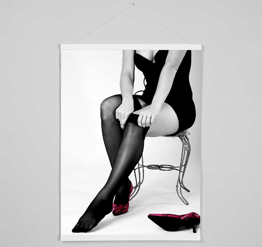 Black Stockings Red Shoes Hanging Poster - Wallart-Direct UK