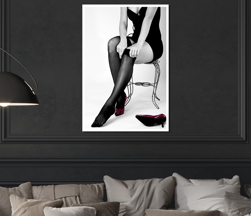 Black Stockings Red Shoes Print Poster Wall Art