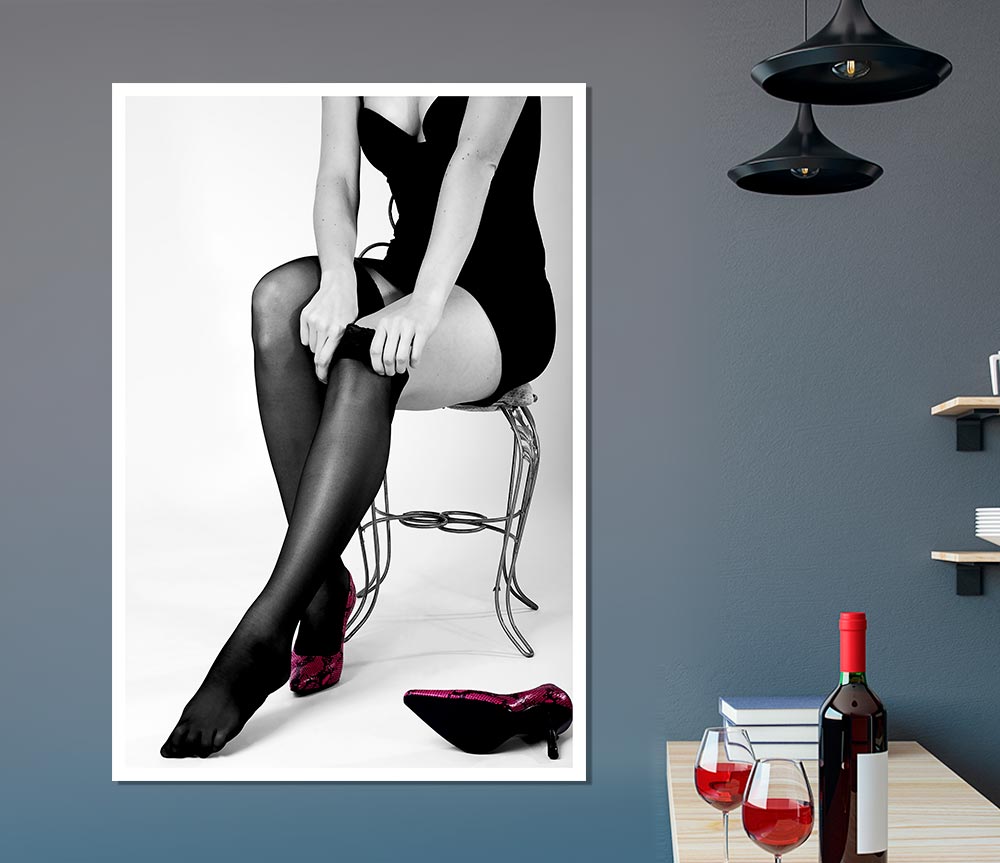 Black Stockings Red Shoes Print Poster Wall Art