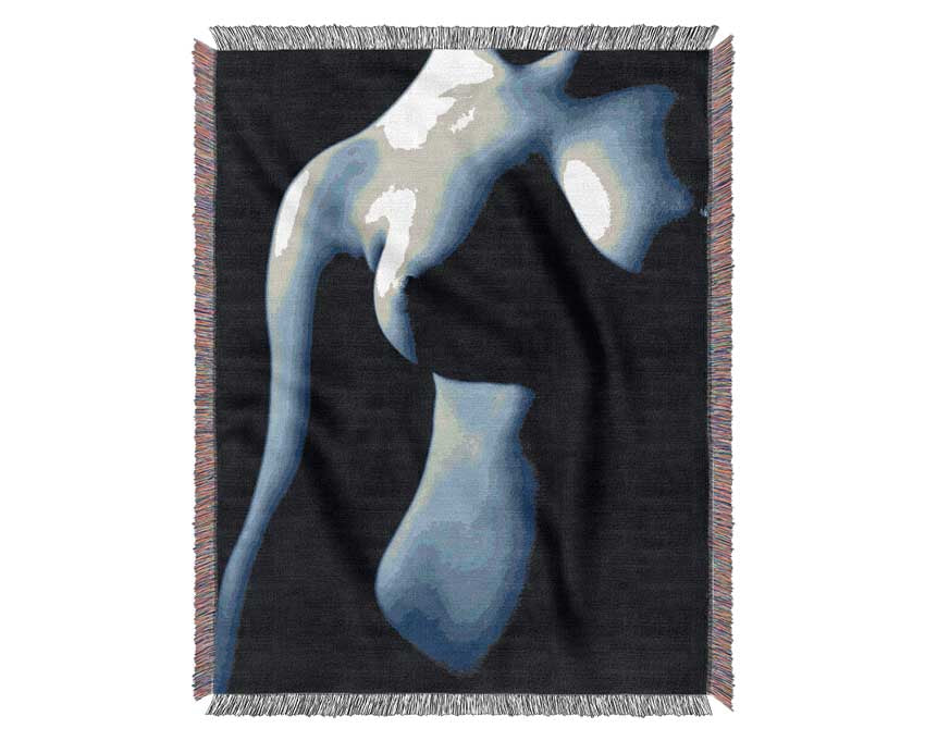 Female Torso Blue Woven Blanket