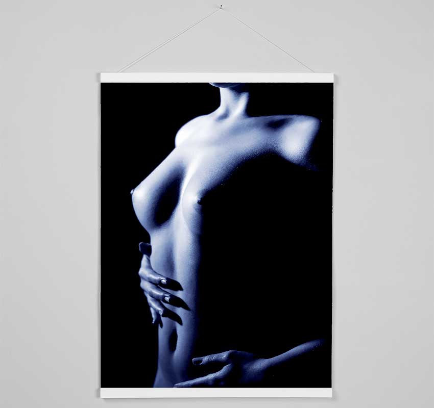 Female Torso Side Blue Hanging Poster - Wallart-Direct UK