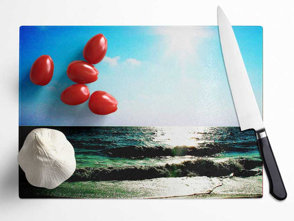 The Waves Of The Ocean Glass Chopping Board