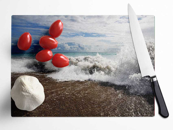 The Oceans Pull Glass Chopping Board