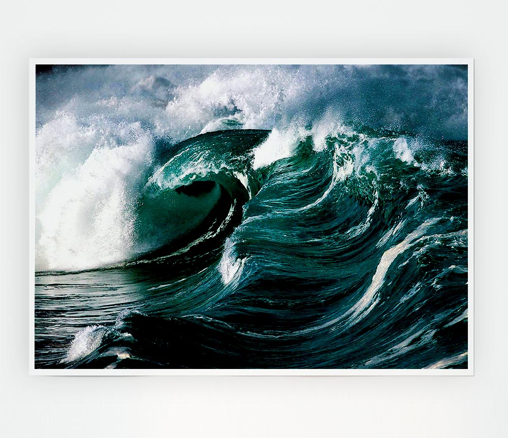 The Green Crashing Waves Print Poster Wall Art