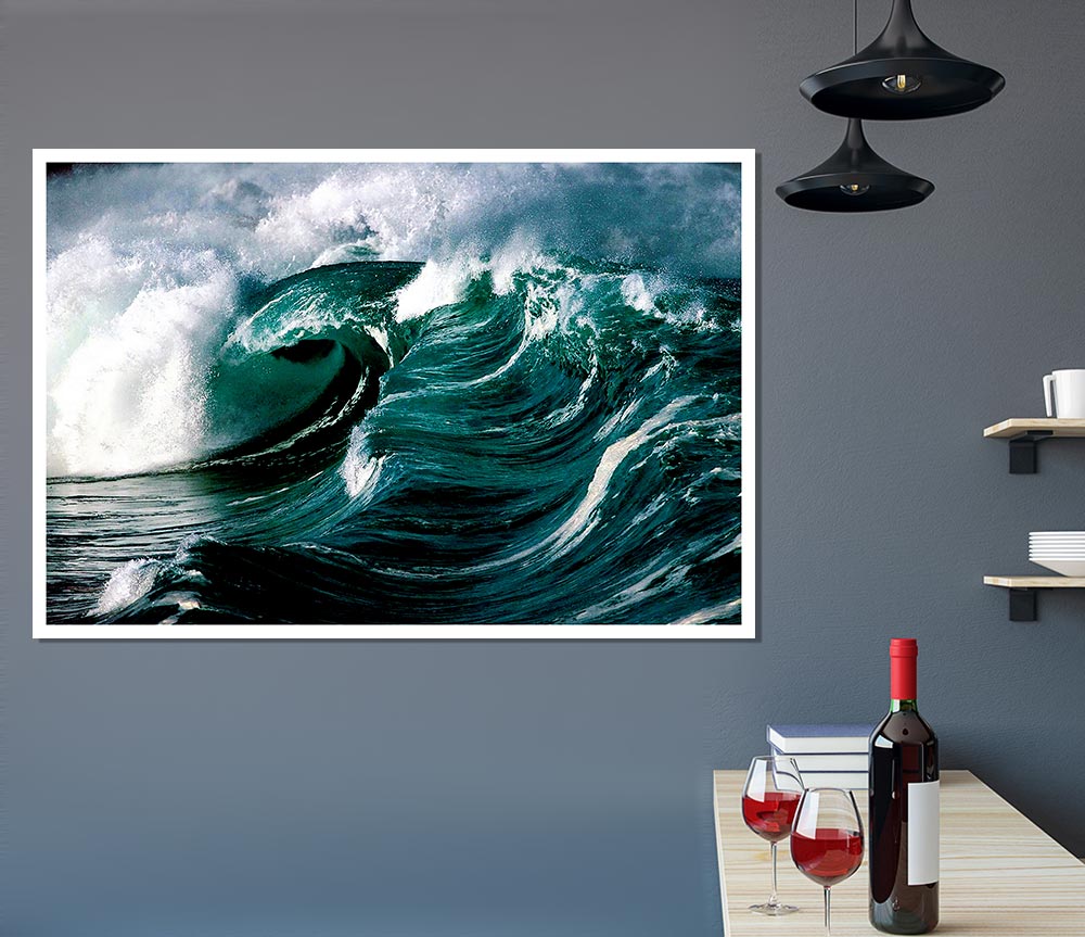 The Green Crashing Waves Print Poster Wall Art