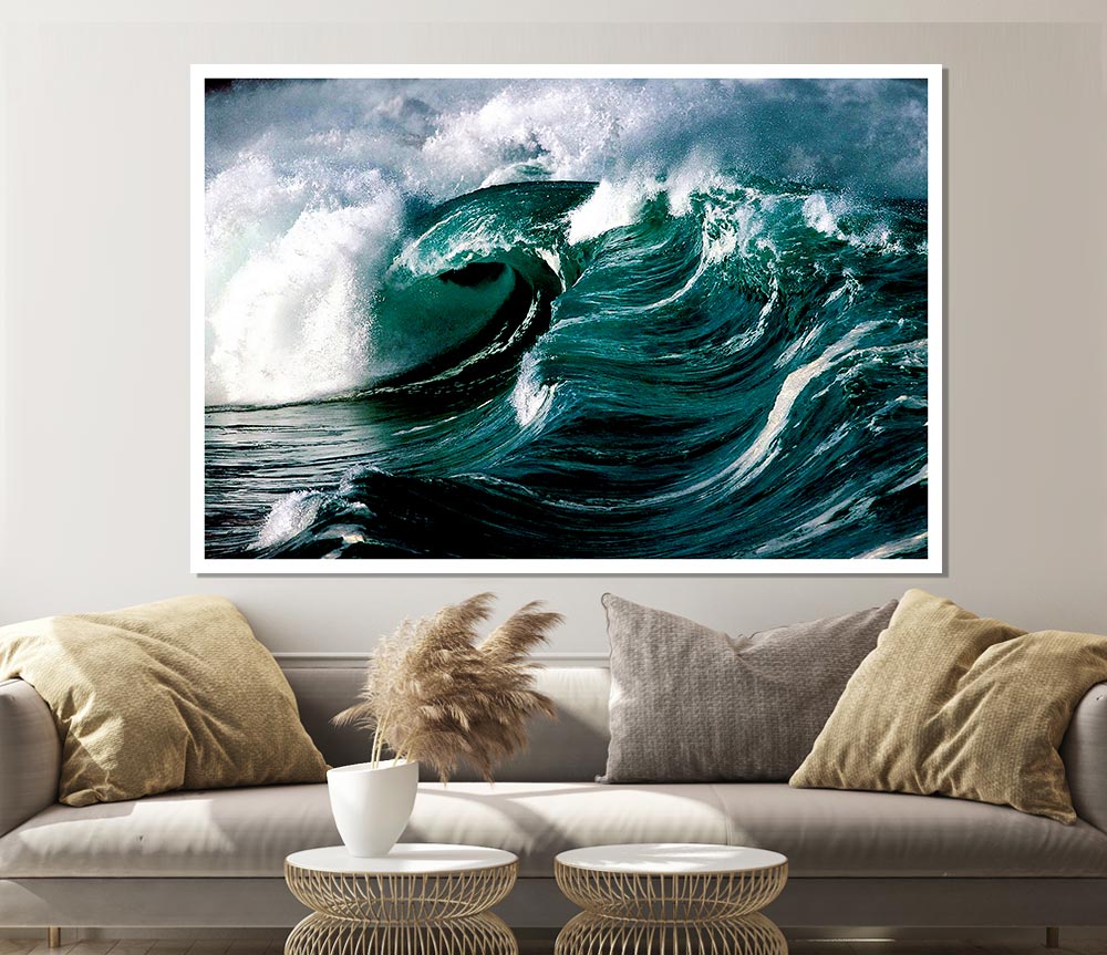 The Green Crashing Waves Print Poster Wall Art