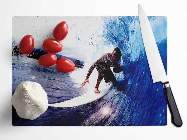 Surfer Slicing The Wave Glass Chopping Board