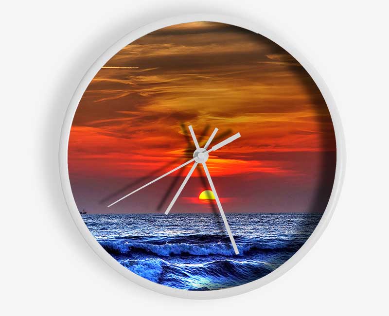 Sunset On The Beach Clock - Wallart-Direct UK