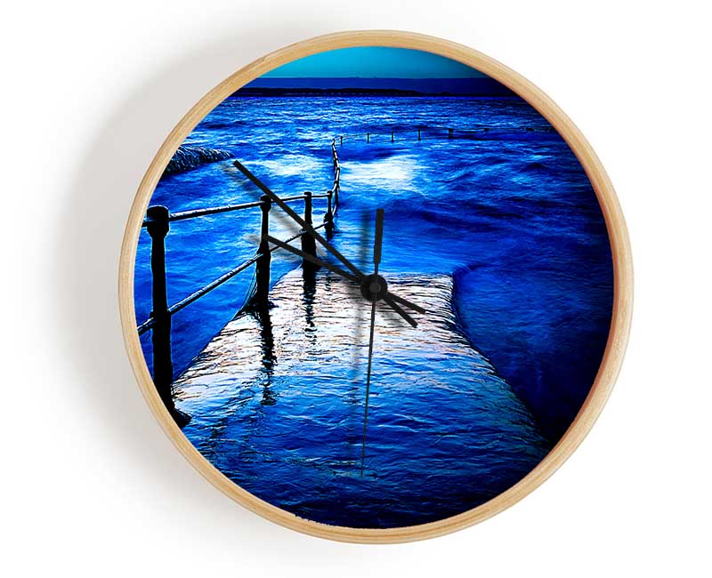 Stunning Blue Ocean Walkway Clock - Wallart-Direct UK