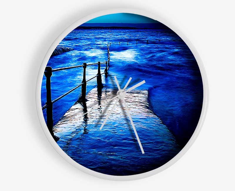 Stunning Blue Ocean Walkway Clock - Wallart-Direct UK