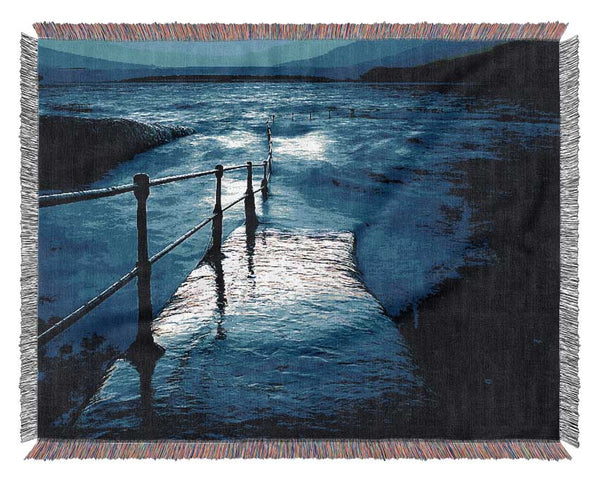 Stunning Blue Ocean Walkway Woven Blanket