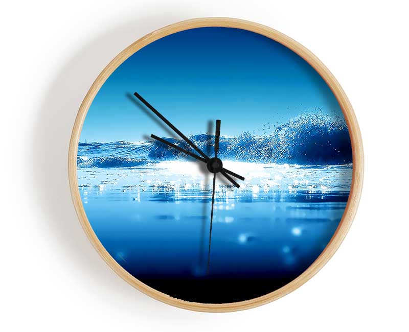 Sparkling Blue Ocean Wave Clock - Wallart-Direct UK