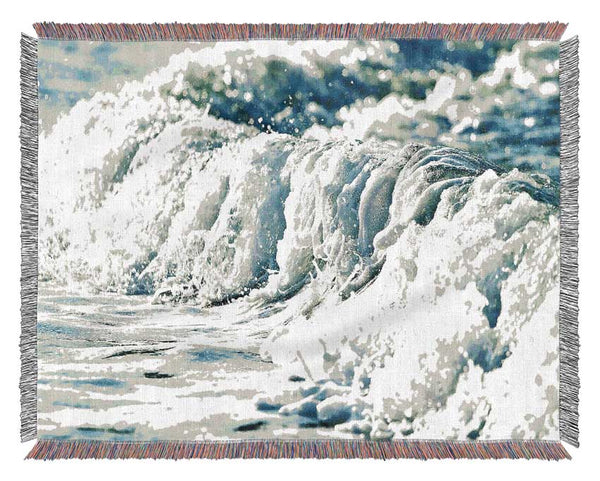 Sea Wave Close Up Woven Blanket