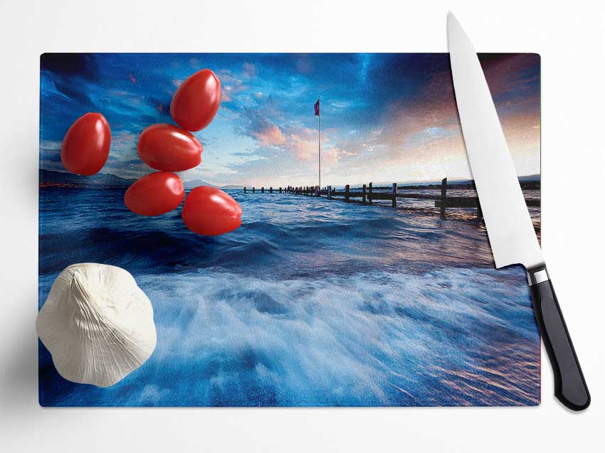 Sea Twilight Glass Chopping Board