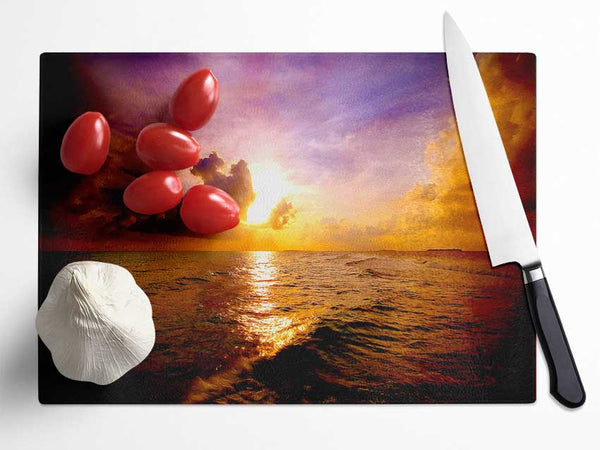 Sea Sunset Skies Glass Chopping Board