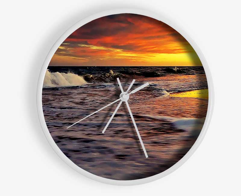 Ocean Waves At Dusk Clock - Wallart-Direct UK