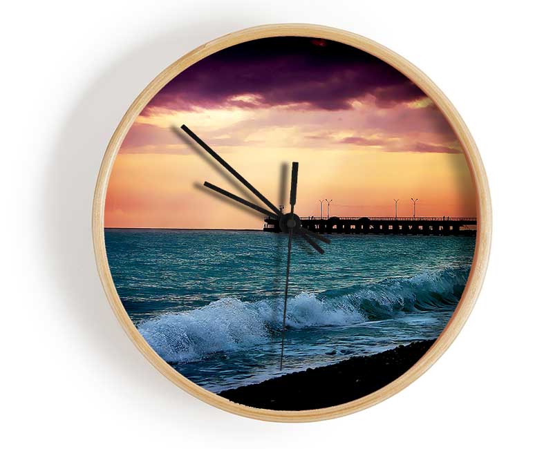 Ocean Waves At Daybreak Clock - Wallart-Direct UK