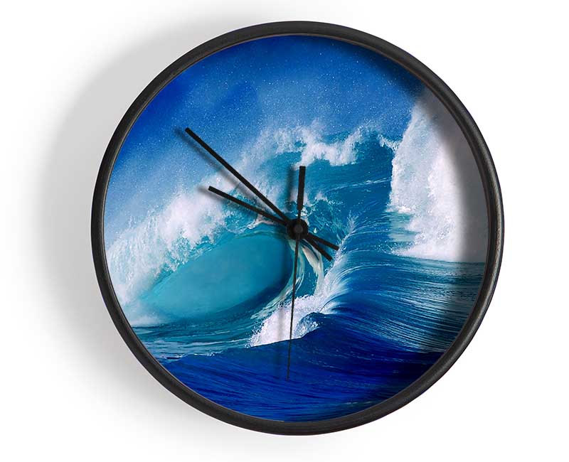 Huge Crashing Blue Ocean Wave Clock - Wallart-Direct UK