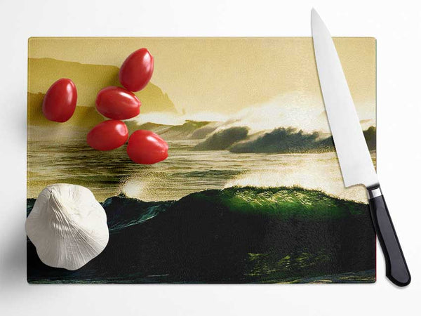 Mountain View Waves Glass Chopping Board