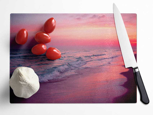 Lilac Pink Ocean Glass Chopping Board