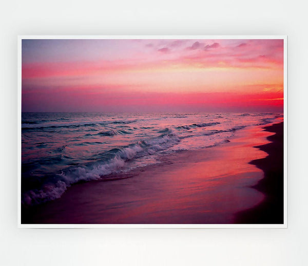 Lilac Pink Ocean Print Poster Wall Art