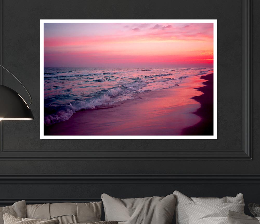 Lilac Pink Ocean Print Poster Wall Art