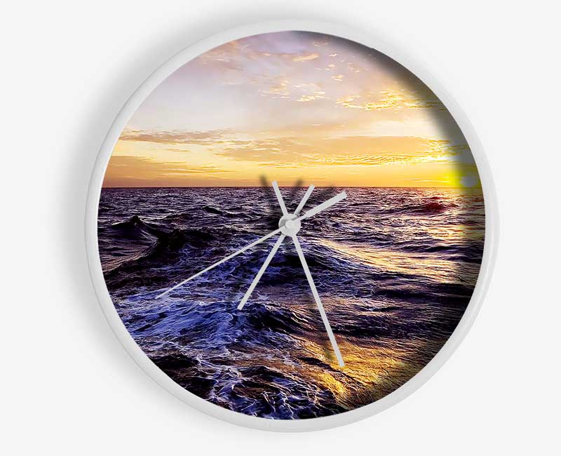 Golden Waves Crashing Clock - Wallart-Direct UK