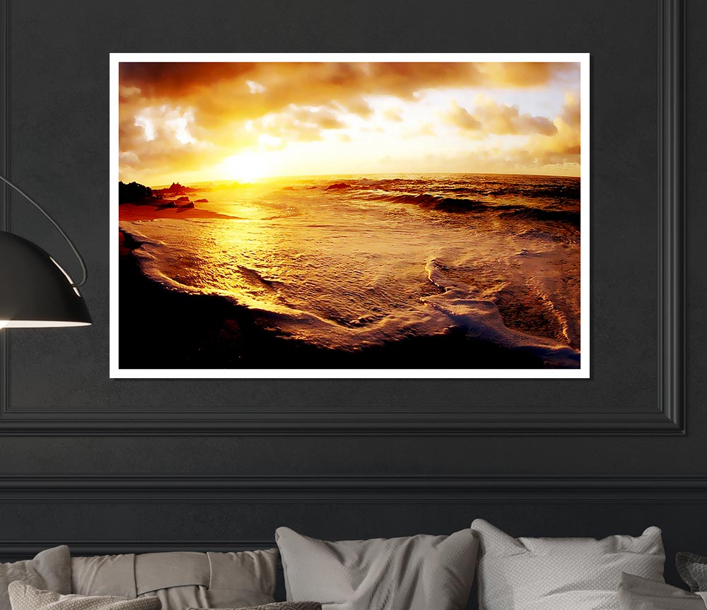 Glistering Ocean Sun Print Poster Wall Art