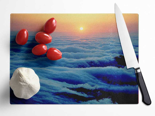 Gentle Ocean Wave Clouds Glass Chopping Board