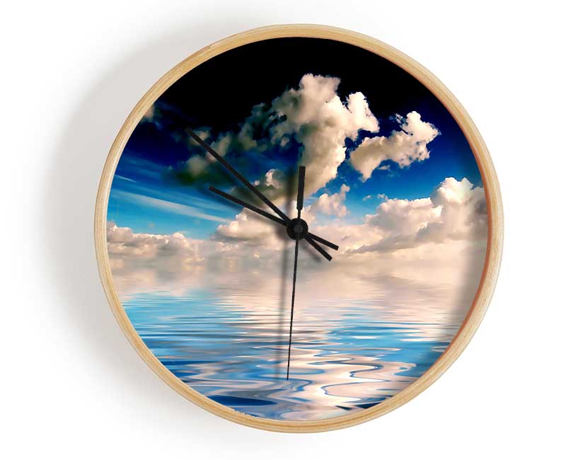 Dramatic Ocean Clouds Blue Clock - Wallart-Direct UK