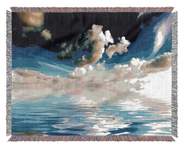 Dramatic Ocean Clouds Blue Woven Blanket