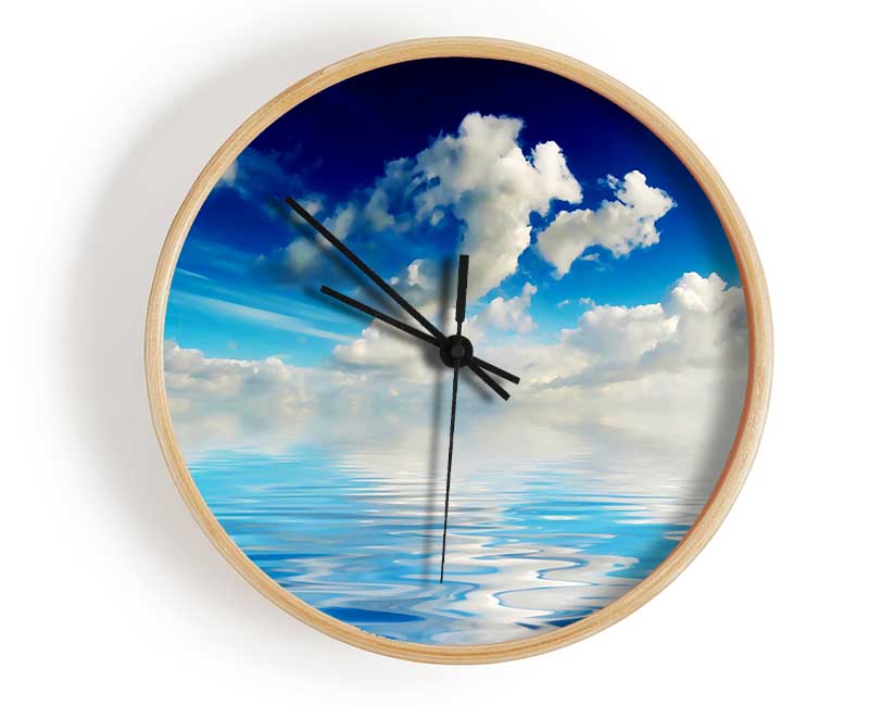 Dramatic Ocean Clouds Baby Blue Clock - Wallart-Direct UK