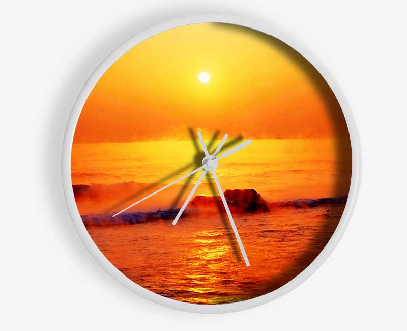 Crashing Waves At Sunset Clock - Wallart-Direct UK