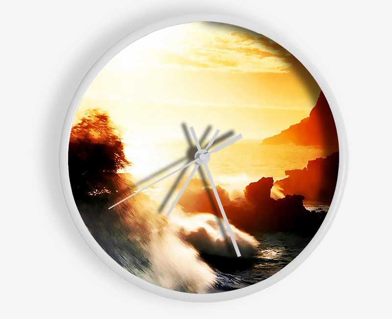 Clash Of The Sunset Waves Clock - Wallart-Direct UK