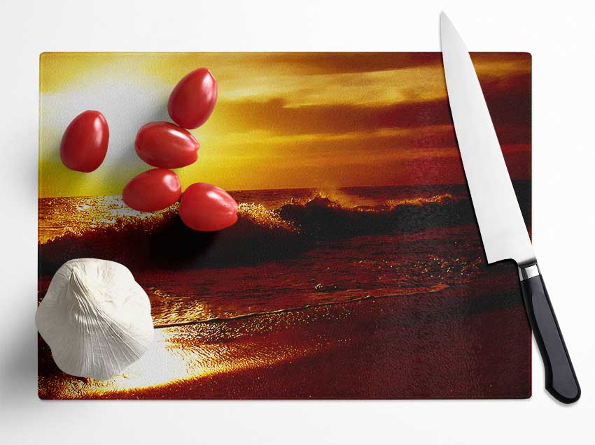 Caramel Ocean Shoreline Glass Chopping Board