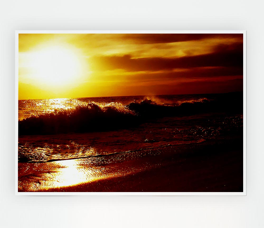 Caramel Ocean Shoreline Print Poster Wall Art