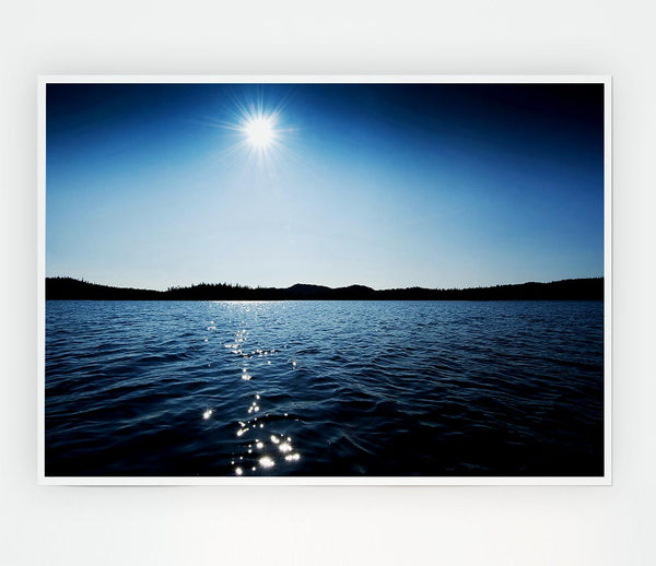 Blue Ocean Sun Print Poster Wall Art