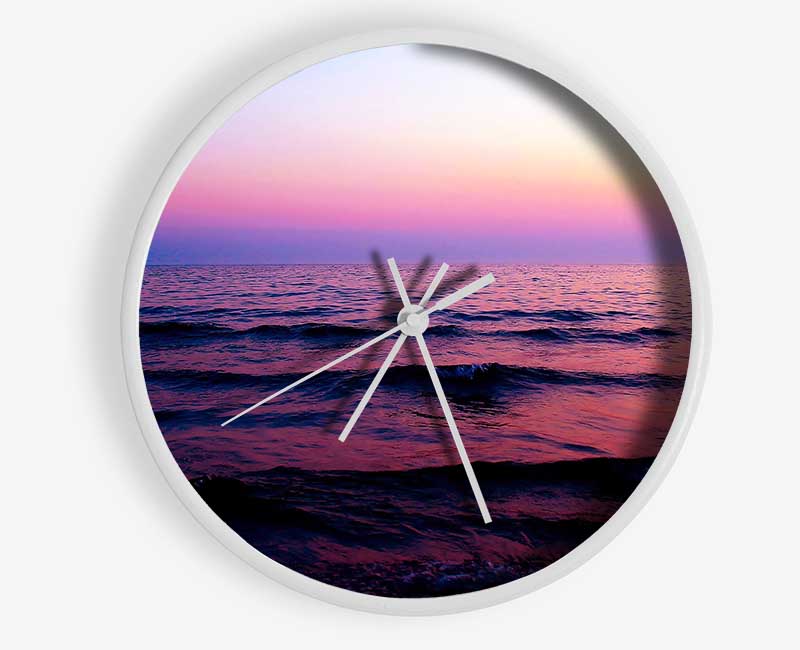 Pink n Purple Waves Of The Ocean Clock - Wallart-Direct UK