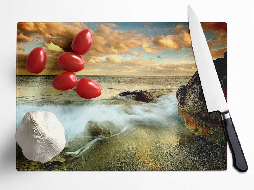 Beach Flow Glass Chopping Board