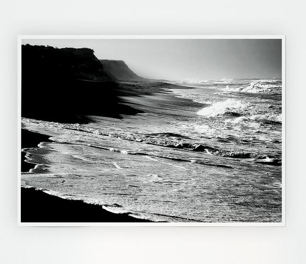 B N W Ocean Spray Print Poster Wall Art