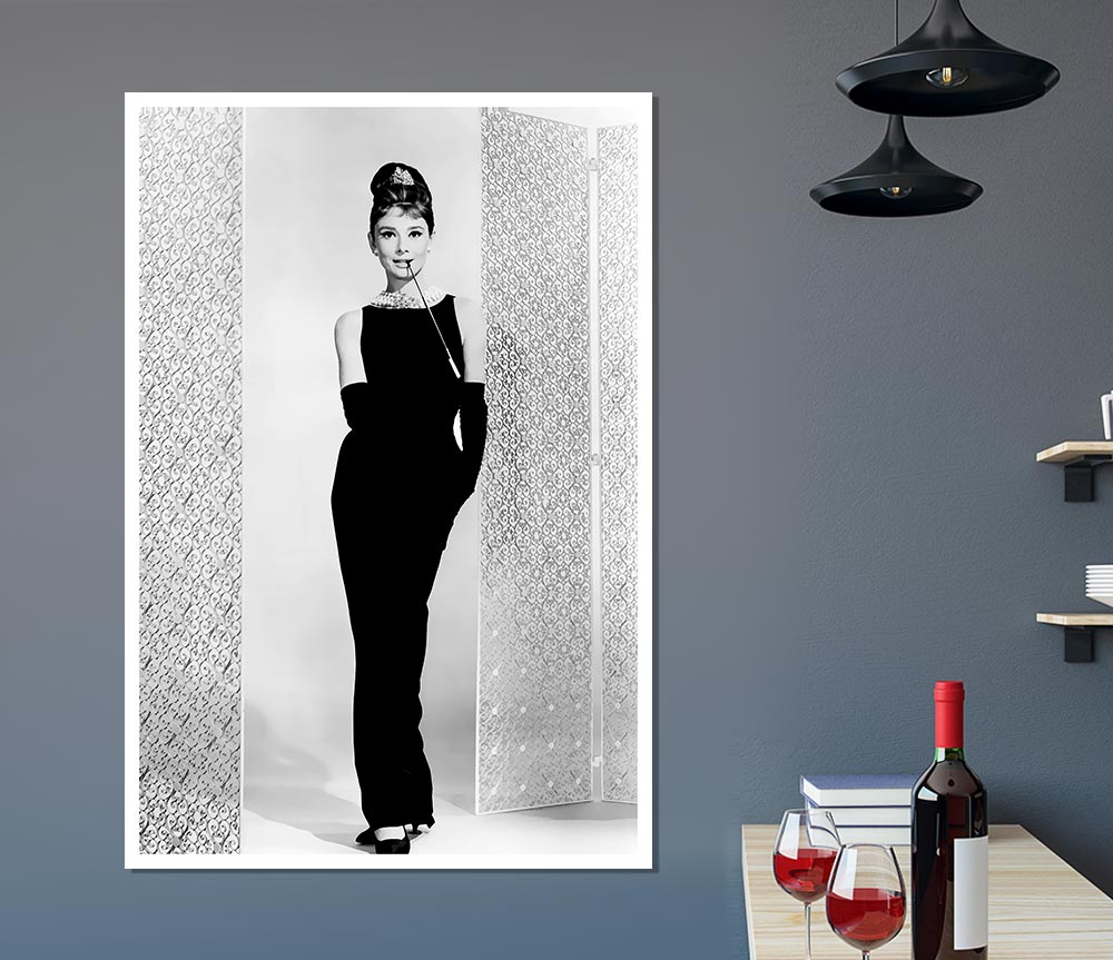 Audrey Hepburn Black Dress Print Poster Wall Art