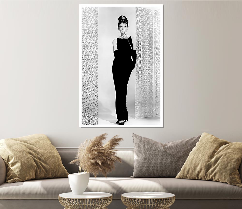 Audrey Hepburn Black Dress Print Poster Wall Art