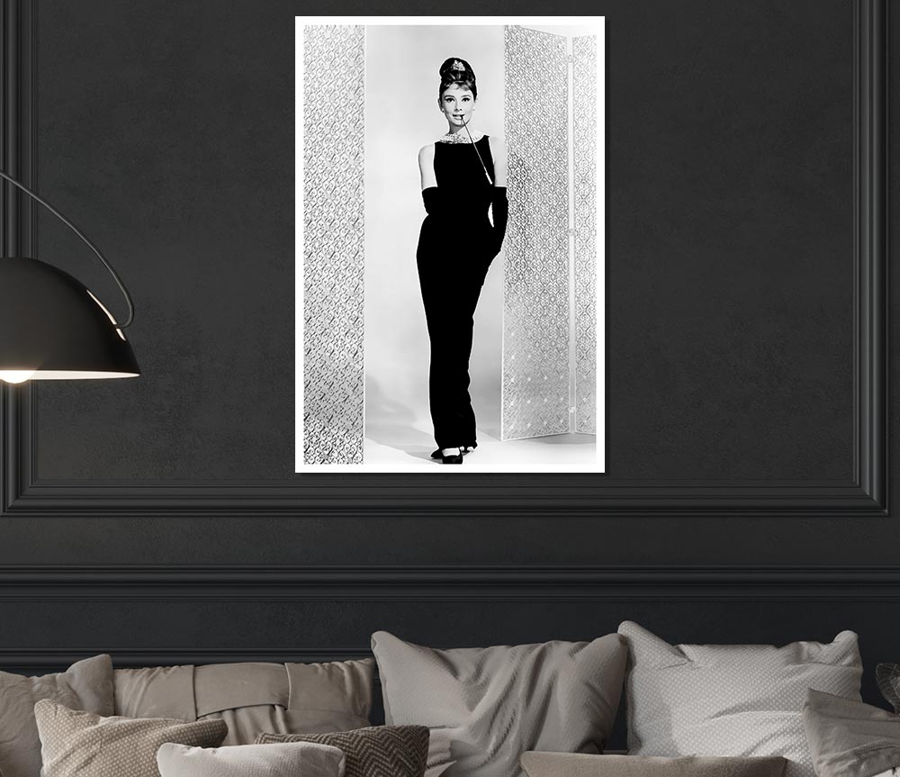 Audrey Hepburn Black Dress Print Poster Wall Art