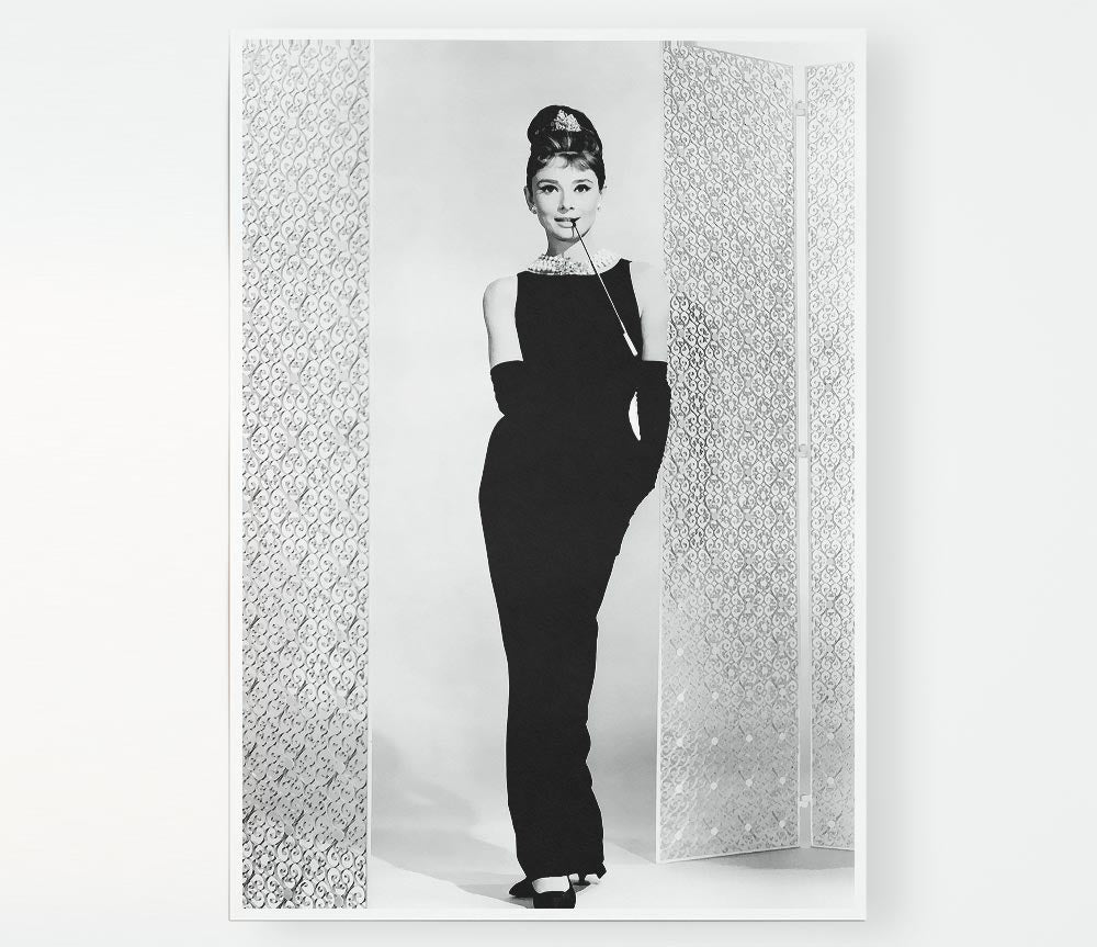 Audrey Hepburn Black Dress Print Poster Wall Art