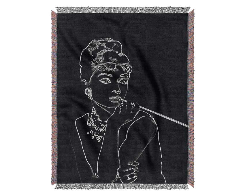 Audrey Hepburn Black Woven Blanket