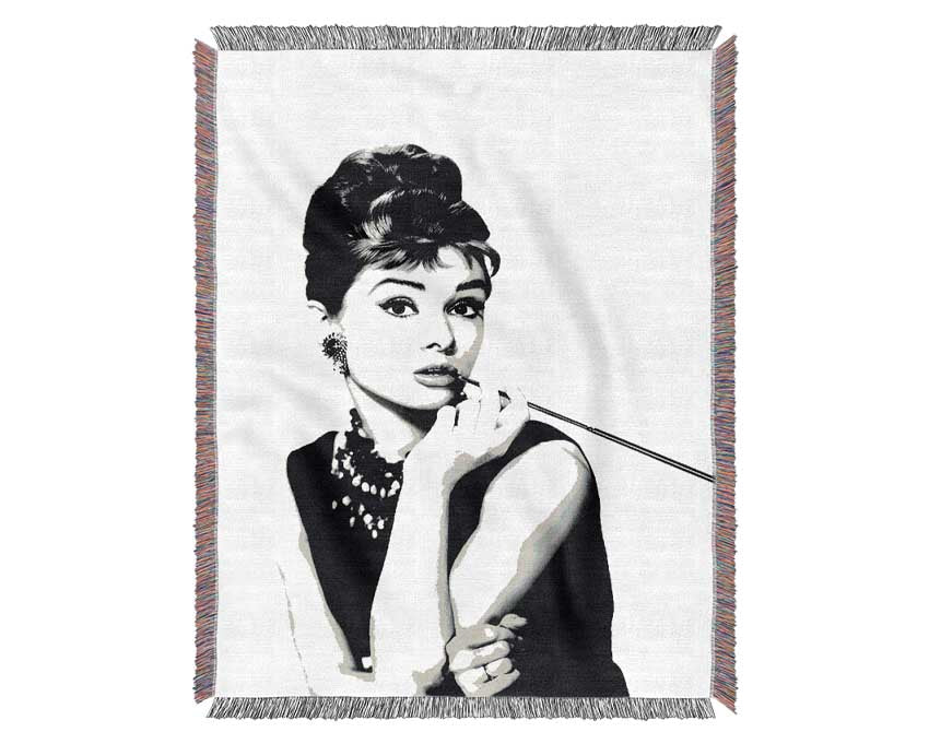 Audrey Hepburn Cigarette Woven Blanket