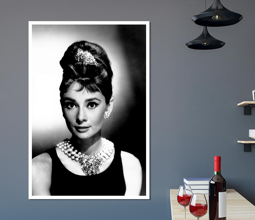 Audrey Hepburn Diamonds And Pearls Print Poster Wall Art